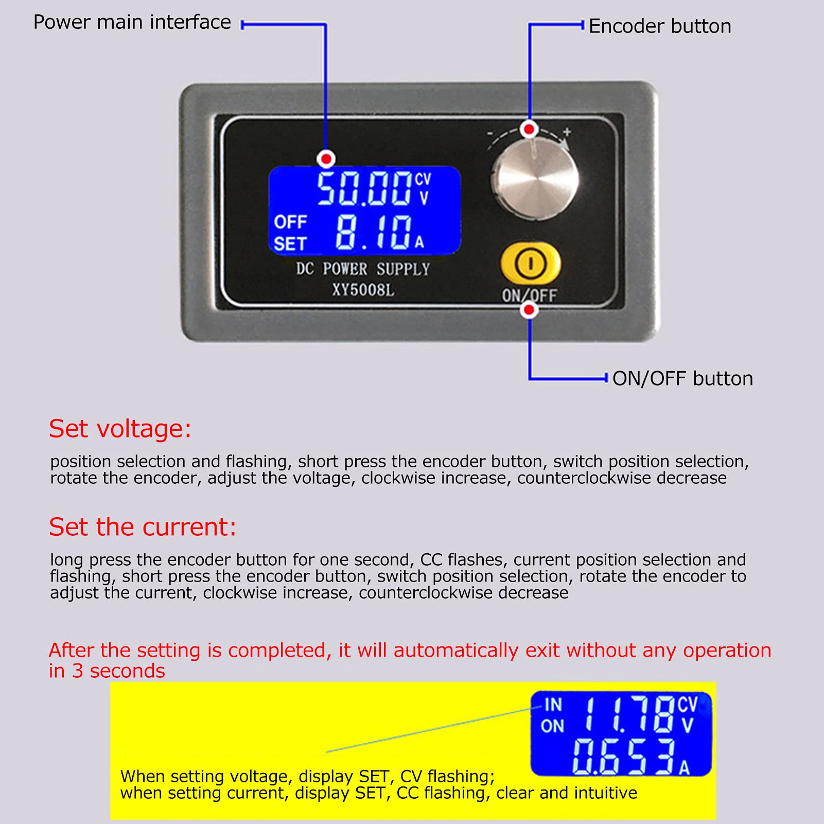 Fuente De Alimentación De CC Ajustable 50 V 8 A, Regulador De Voltaje Constante Ajustable CNC Fuente De Alimentación De Laboratorio, Entrada De CC De 6,0 A 55 V, Salida De CC De 0 A 50 V