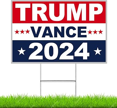 Oligei Trump Yard Signs, Large Trump yard signs 2024 18" X 24", Trump-Vance Yard Signs 2024 Double Sided Fade Resistant, Take America Back Trump Vance Signs for Yard Heavy Duty Metal H-Frames