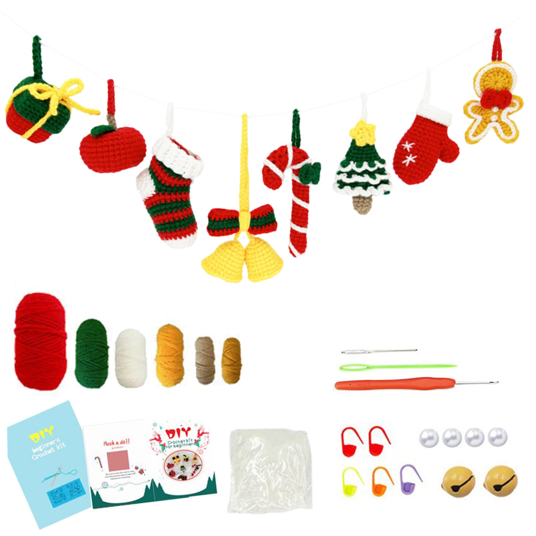 Juego de crochet navideño ideal para decorar el hogar en familia con niños 8