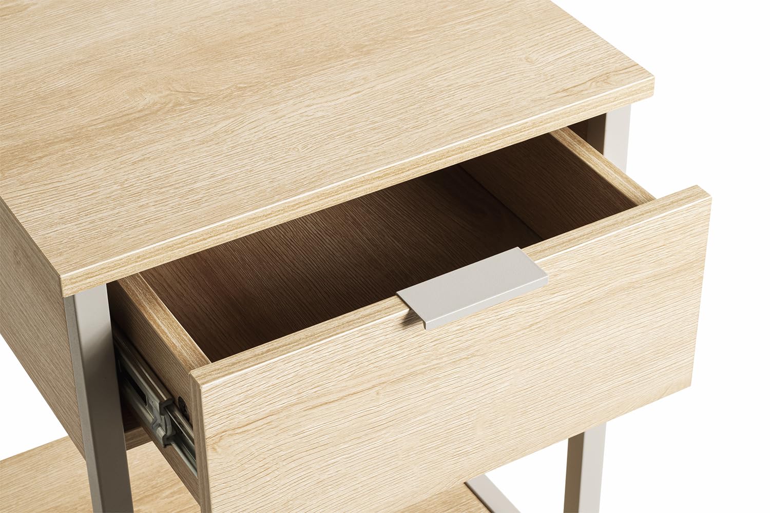 HAKU Table d'appoint avec tiroir, chêne Naturel, Gris Cachemire, métal, aggloméré, Table Basse Moderne avec tiroir - Dimensions : L 40 x H 55 x P 40 cm Style : Moderne