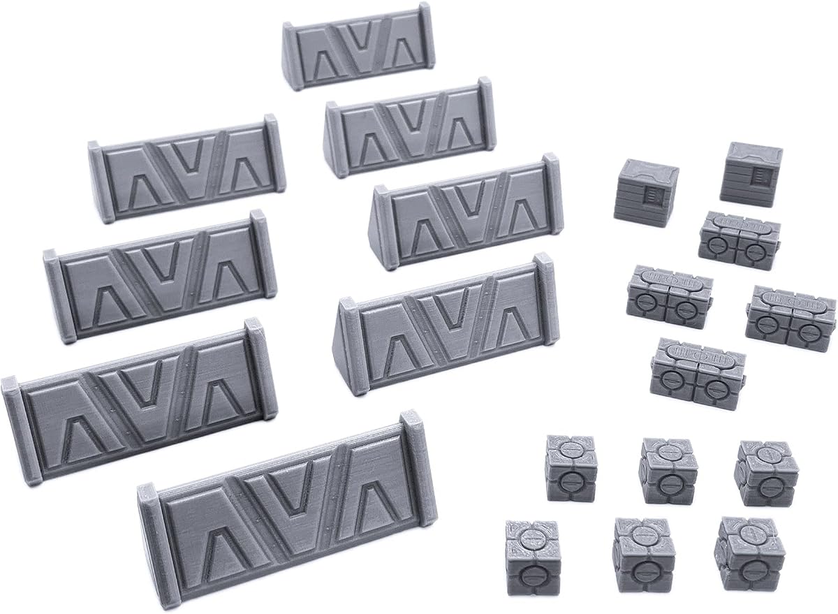 EnderToys Galactic Legion Barricades & Crates, 3D Printed Tabletop RPG Scenery and Wargame Terrain for 28mm Miniatures