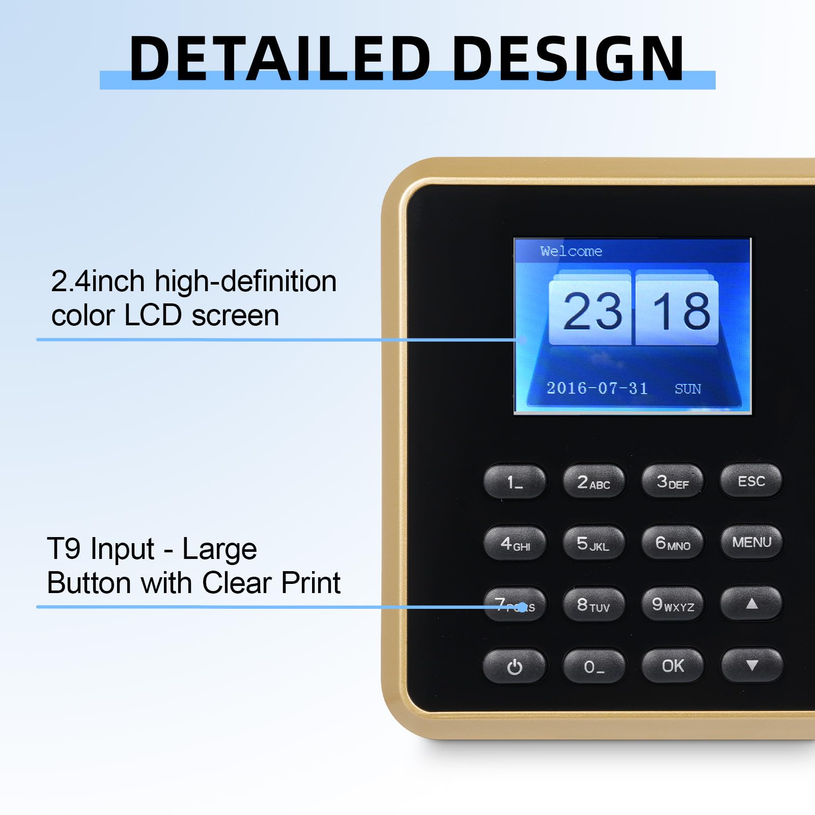 Bisofice A2 Rilevatore Presenze Dipendenti con Scansione impronte digitali e RFID Password, Timbratrice Presenze Prompt Vocale, Timbracartellini Display da 2,4", Italiano
