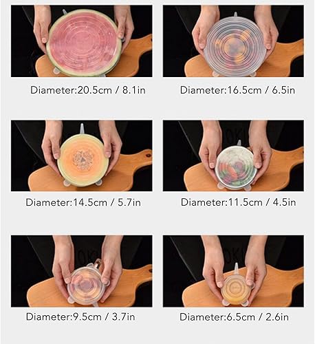 Miniatura 5 de 6 tapas elásticas de silicona, tapas redondas de silicona reutilizables resistentes a altas temperaturas, cubiertas de almacenamiento de alimentos,