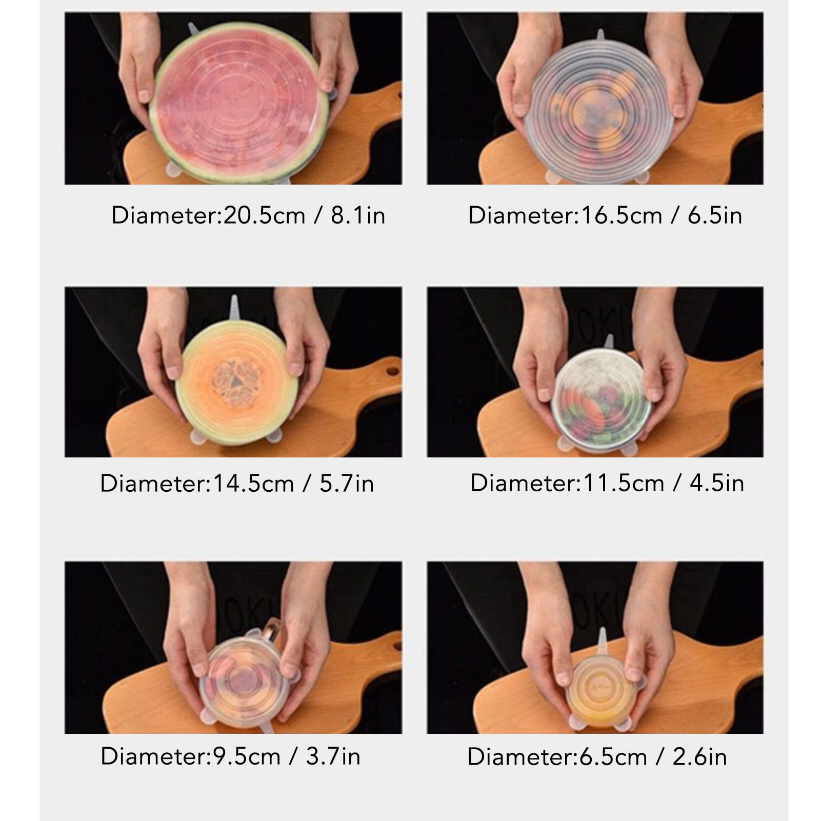 Lot De 6 Couvercles Extensibles En Silicone OstWony - Quatre Spécifications De Couvercles Réutilisables En Silicone - Convient Pour Divers Récipients Alimentaires, Scénarios De Température élevée Et