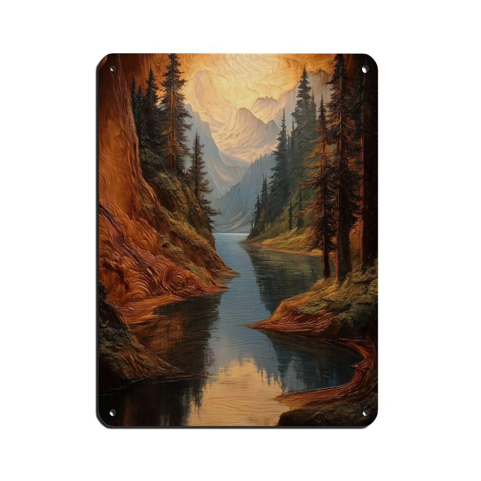 Peinture Métal Forêt Abstraite | Solution Déco Murale Vintage pour Murs Vides