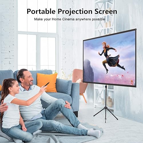 Miniatura 9 de Pantalla de proyector con soporte, pantalla de proyector portátil y soporte, 60 pulgadas 16:9, pantalla de proyección al aire libre, marco