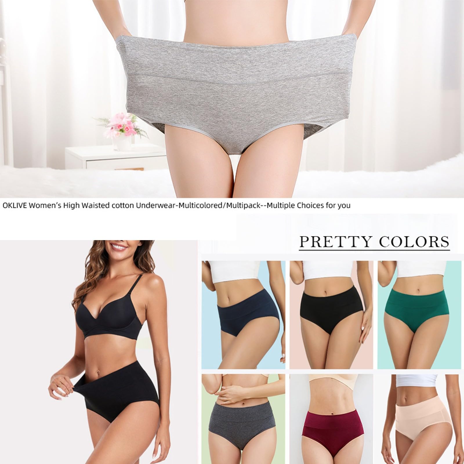 Bragas Mujer Algodon Ropa Interior Mujer 5 Pack Braga Bikini Menstrual | Braguitas sin Costuras Mujer Cuecas Mulher Altas Panties Invisible Cotton Underwear Women Tanga Verano