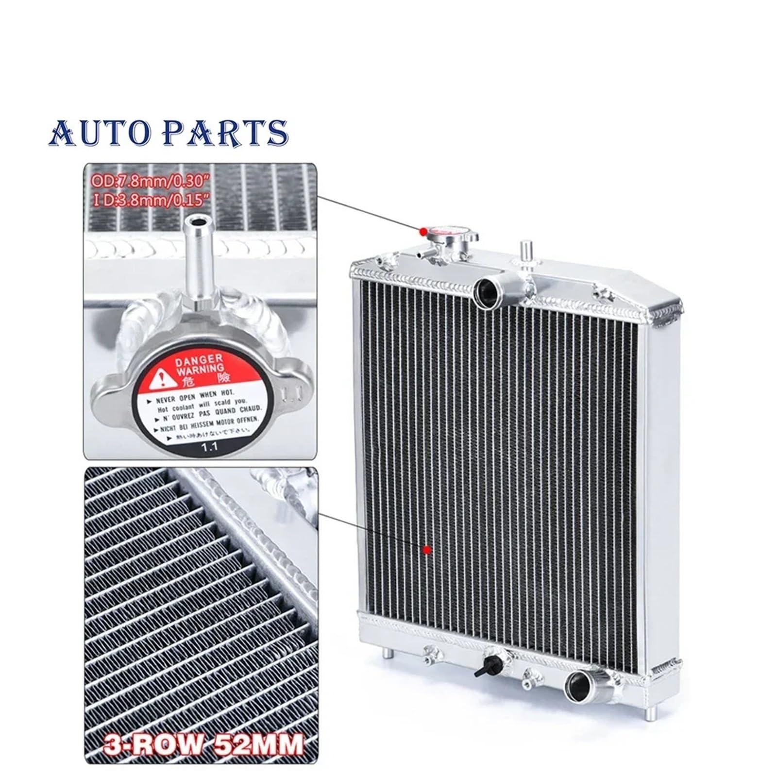 Do CIVIC B18C B16A 32 MM IN/OUT 52 MM 3-rzędowy pełny grzejnik aluminiowy podkładka termiczna,Zestaw Chłodzący