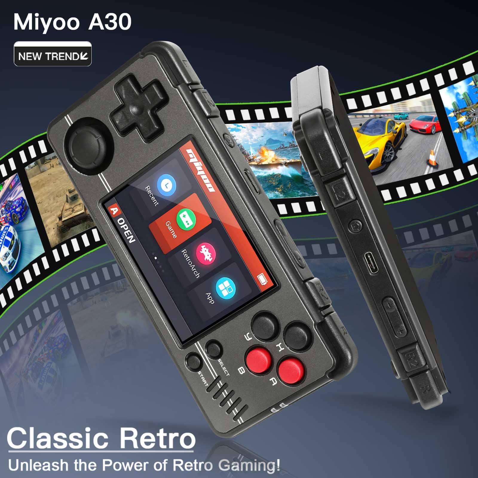 Amazon | Miyoo A30レトロゲーム機、ポータブルハンドヘルドオープン