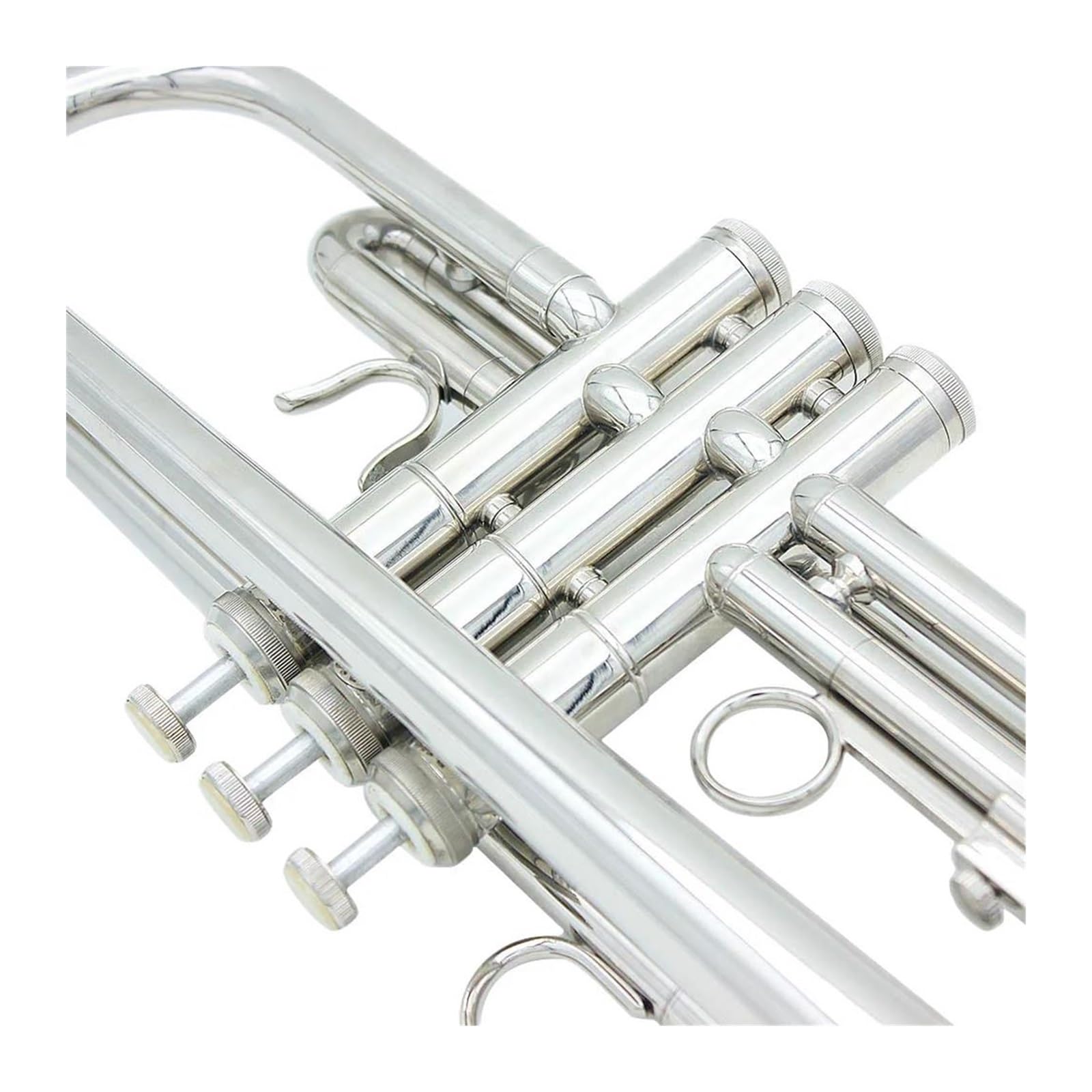 trąbka instrument Wysokiej jakości trąbka Bb B trwała mosiężna trąbka z płaskim dnem z posrebrzanym ustnikiem i wykwintną torbą koncertową(Color:3/4)