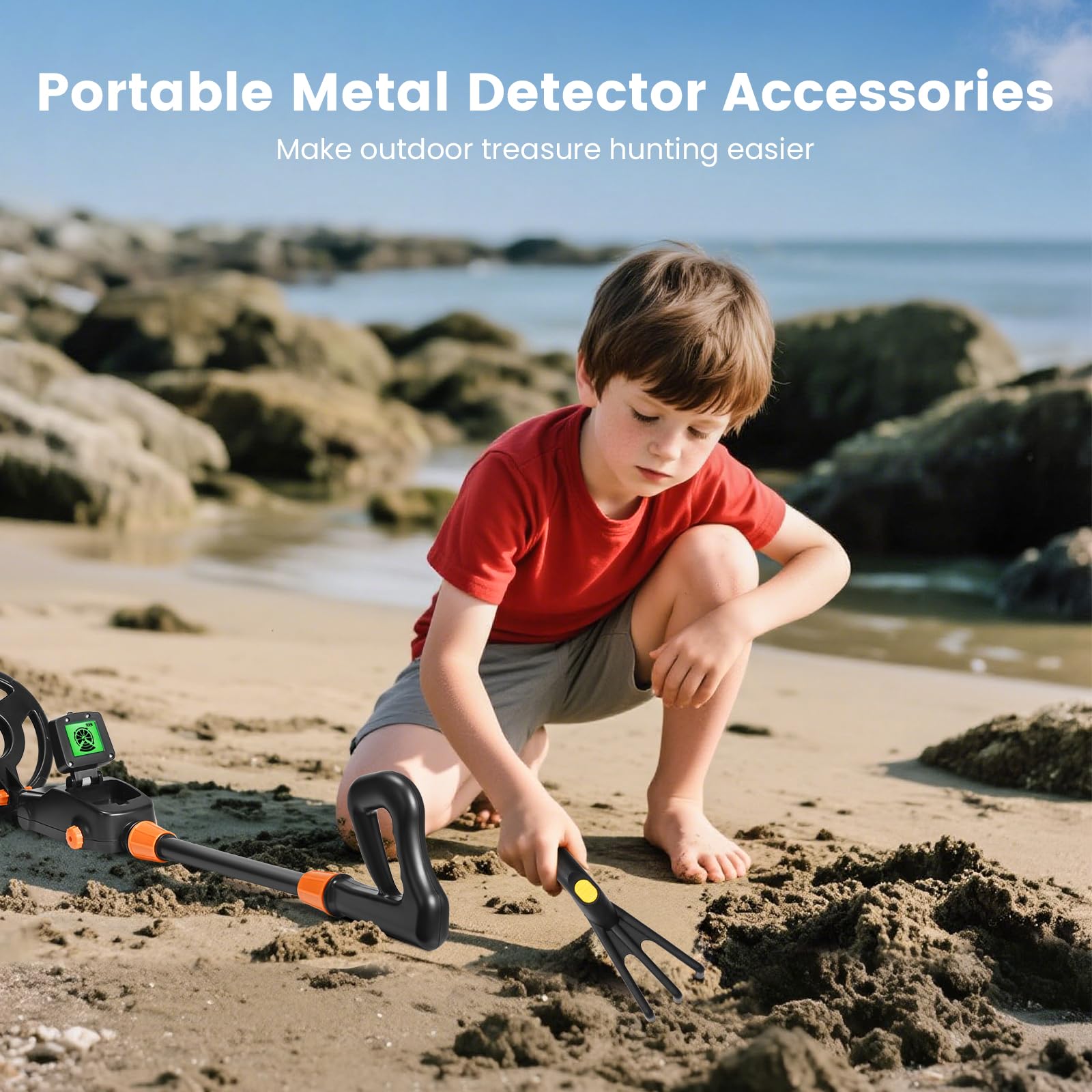 Détecteur de Métaux Enfants, Détecteur de Haute Précision Métaux avec Écran LCD, Detecteur de Metaux Très Sensible avec Bobine de Recherche étanche pour Enfants Exploration