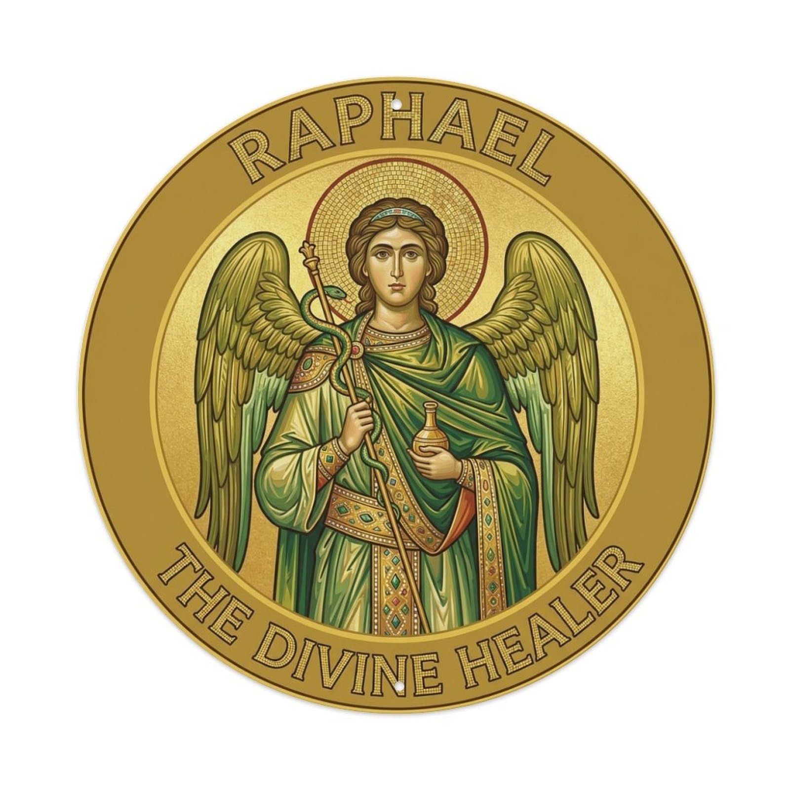 Archangel Raphael Healing The Divine Healer Metal Tin Sign