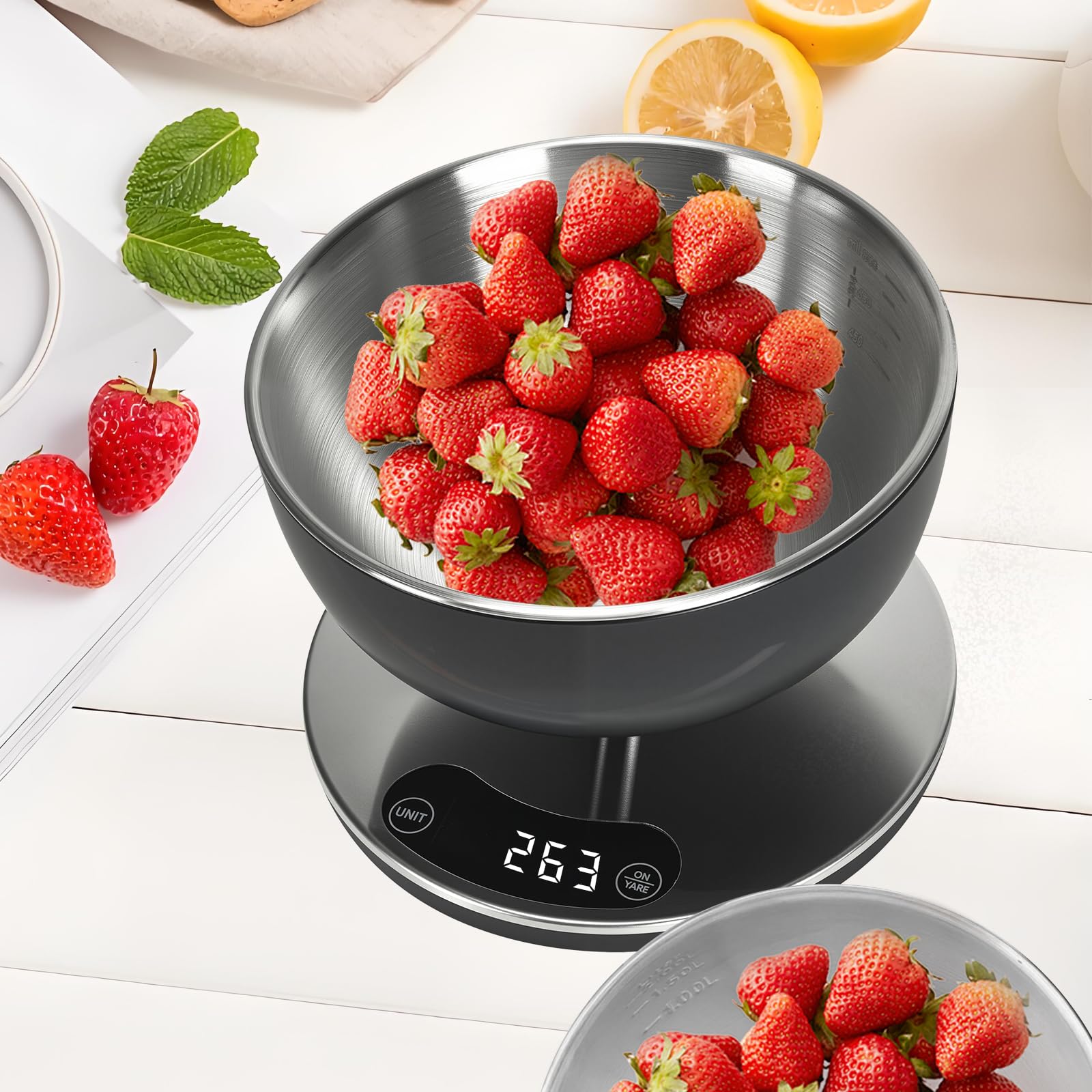 Báscula electrónica de cocina: báscula digital precisa, acero inoxidable impermeable, se puede utilizar para pesar con precisión harina, sal, cocinar y hornear preferencias