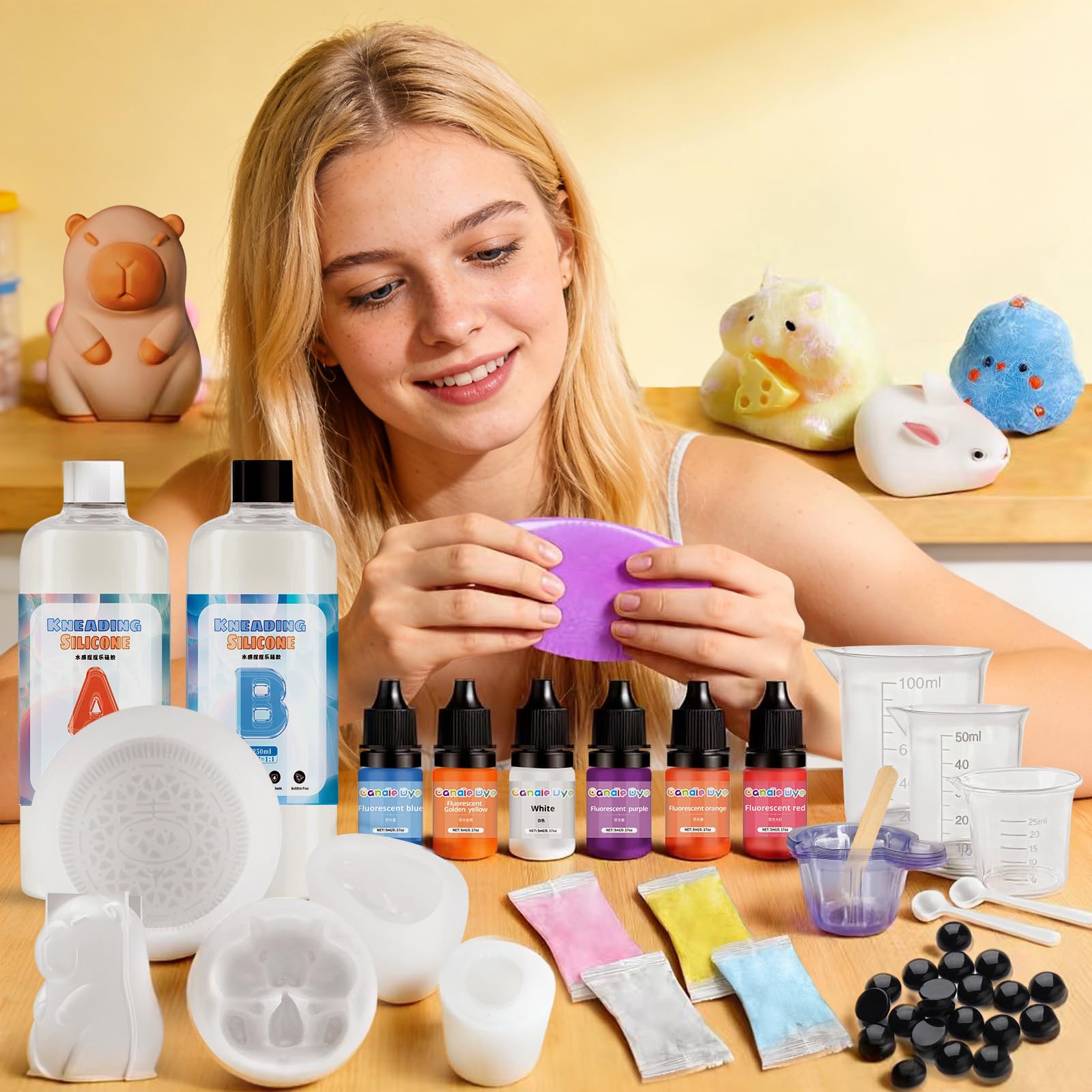 Squishy Selber Machen Set 500ML Flüssigsilikon Making Kit 1:1-Verhältnis DIY Kreative Geschenke