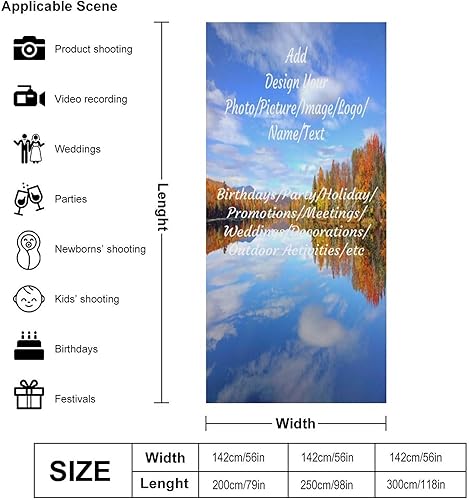 Miniatura 2 de Telón de fondo personalizado, fondos de estudio fotográfico personalizable, diseño de tu propia imagen, texto, fotografía, tela, iluminación, cabina