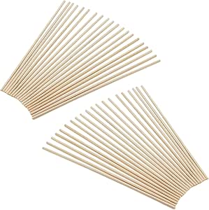 H&S 100-Pack Unfinished Wooden Dowels - 30cm X 6mm Smooth Craft Sticks For Baking, DIY & School Projects