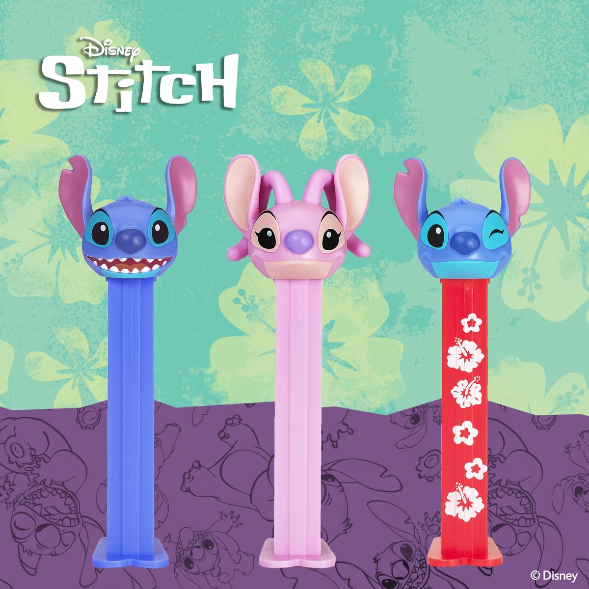 Disney Stitch PEZ Dispensers Party Pack – 12 Count Individually Wrapped Candy & Collectible Dispensers, Birthday Party Favors, Gift Bags, Event Treats
