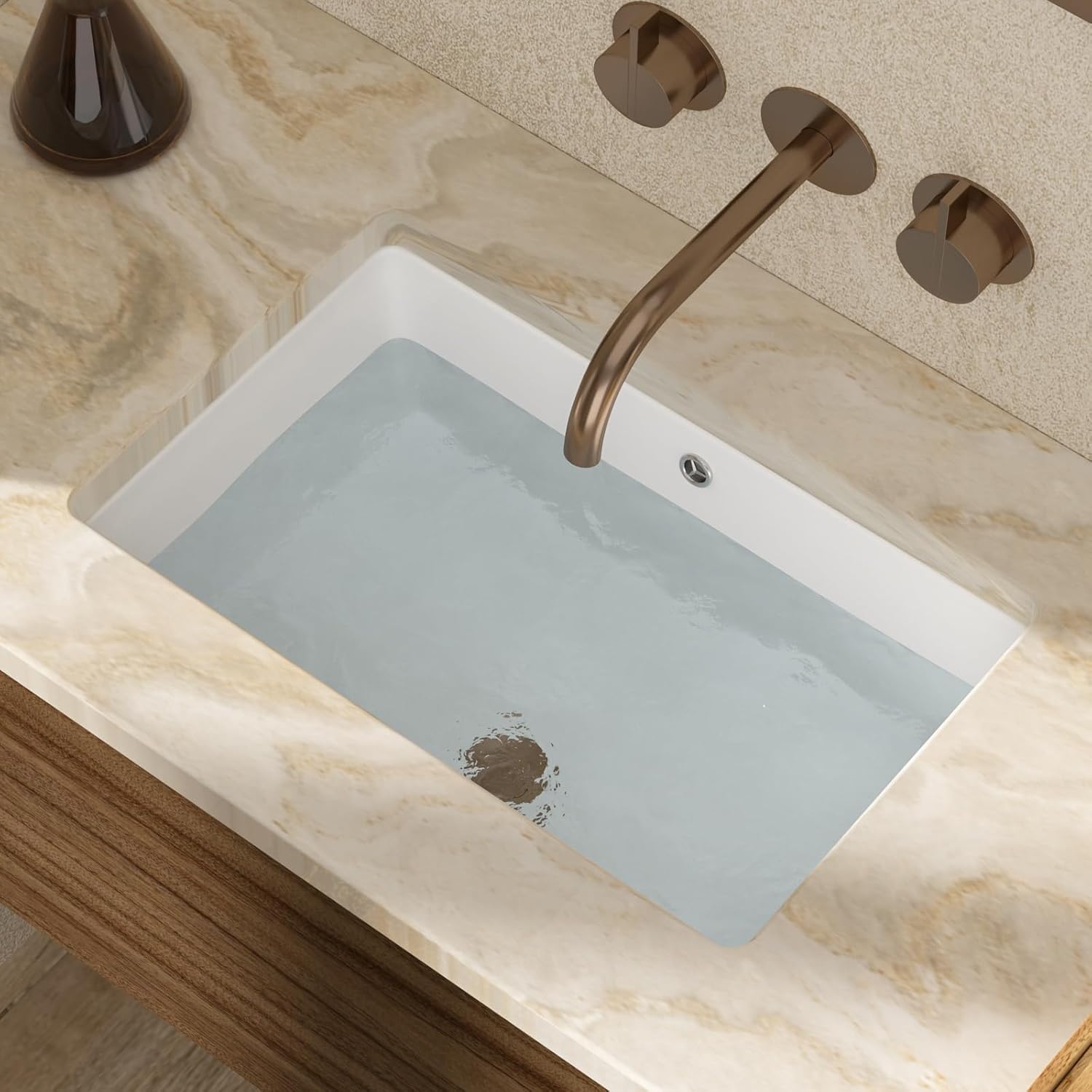 Undermount Bathroom Sink 21x13 Inch White Rectangle Ceramic Vessel Bathroom Sinks Undermount Kitchen Sink White Lavatory Vanity Vessel Sink with Overflow