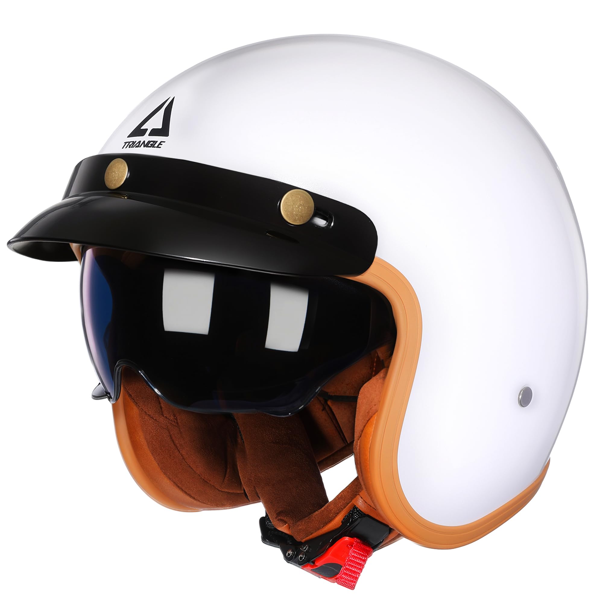 Photo 1 of TRIANGLE 3/4 Open Face Motorcycle Helmet, DOT Approved Retro Half Helmet with Sun Visor for Men & Women, Scooter Motorbike Moped Casco, Vintage Jet Style for Cruiser