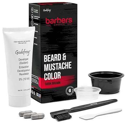 Godefroy Barbers Choice 3 Aplicación Tinte para barba y bigote para hombres, 6 semanas de cobertura para cabello facial gris, marrón oscuro
