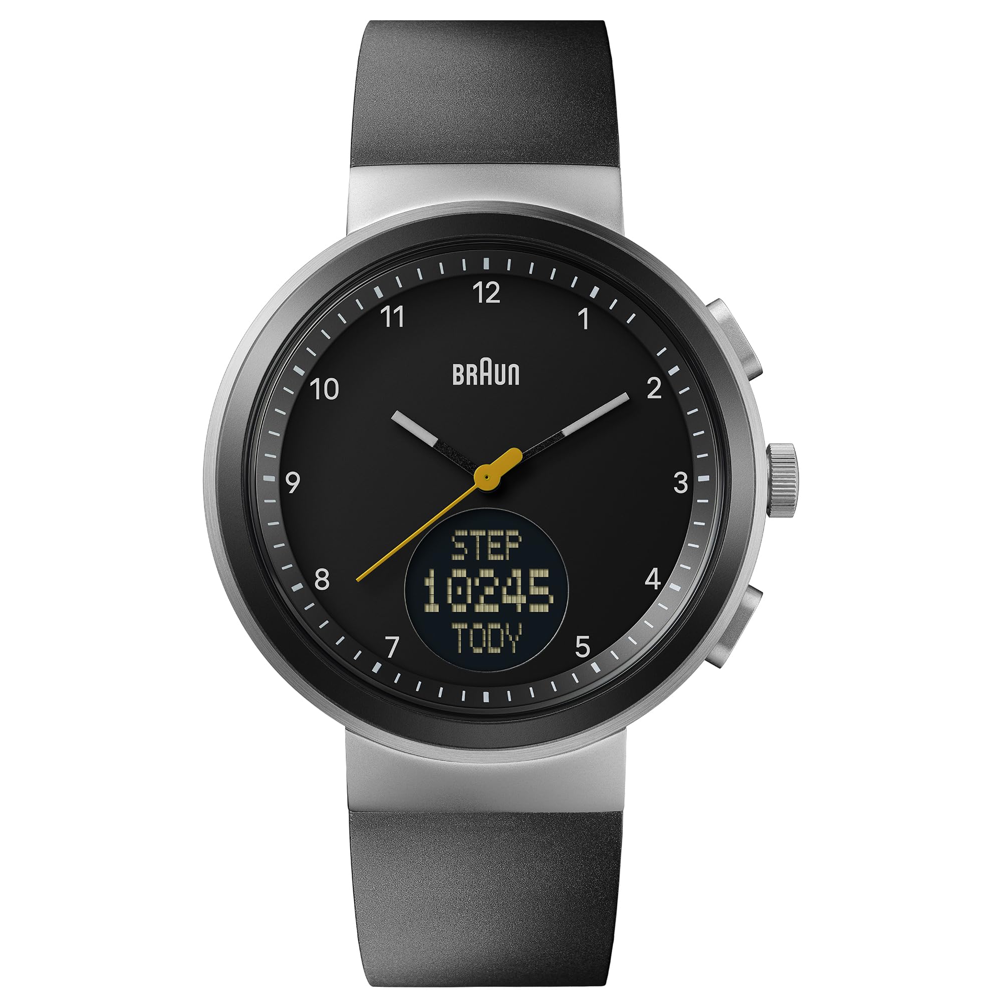 Braun Step Counter Watch With Silicon Black Strap - Bn0299