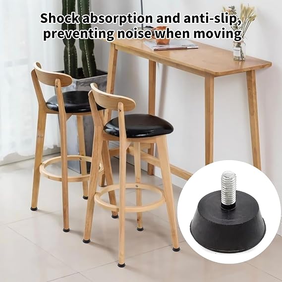 Pack of 4 screwable rubber feet rubber buffer M8 x 35 mm adjustable feet M8 adjustment screw adjustable feet moisture resistant and non-slip rubber foot for furniture appliances