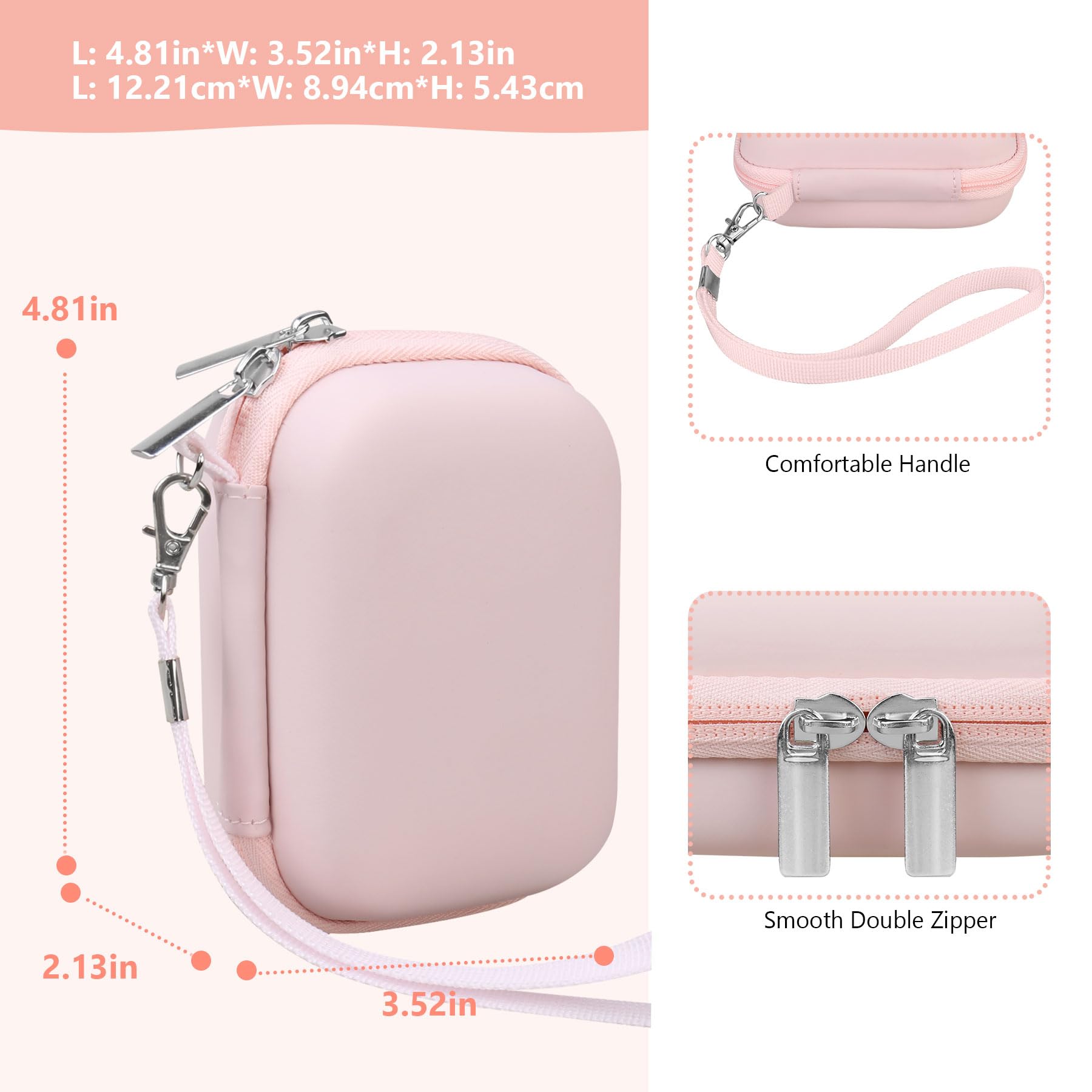 Cassa da trasporto per IXNAIQY/per VAHOIALD Macchina Fotografica Digitale Fotocamera 1080P, Supporto per fotocamera digitale compatta Borsa da viaggio con tasca in rete per batteria, Rosa
