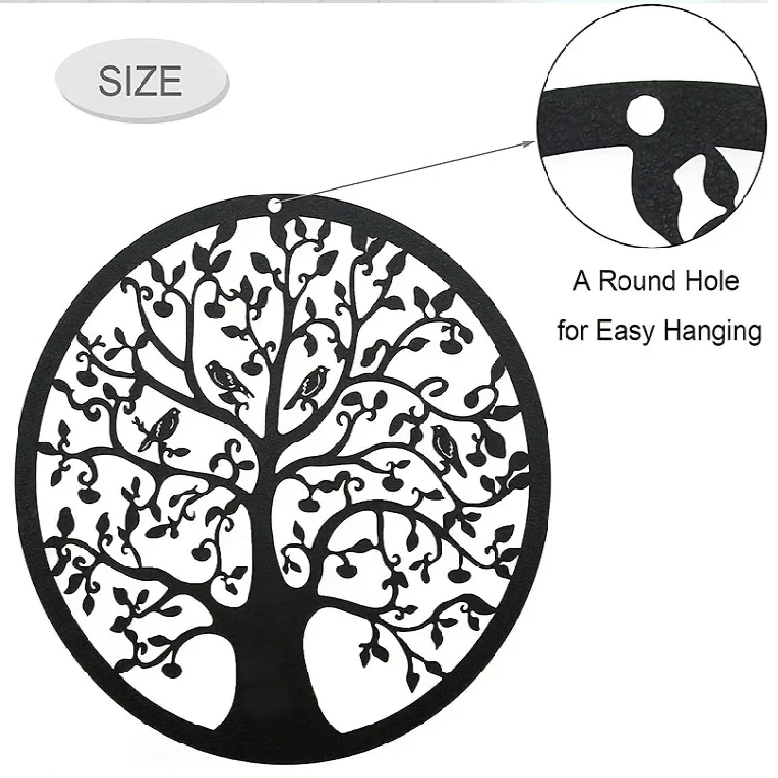 Arte De Pared Del Árbol De La Vida, Silueta De Pared 3D Decoración De Pared, Decoración De Pared De Árbol Genealógico Negro Para Colgar, Para Cocina, Sala De Estar Y Dormitorio,B,50 * 50CM