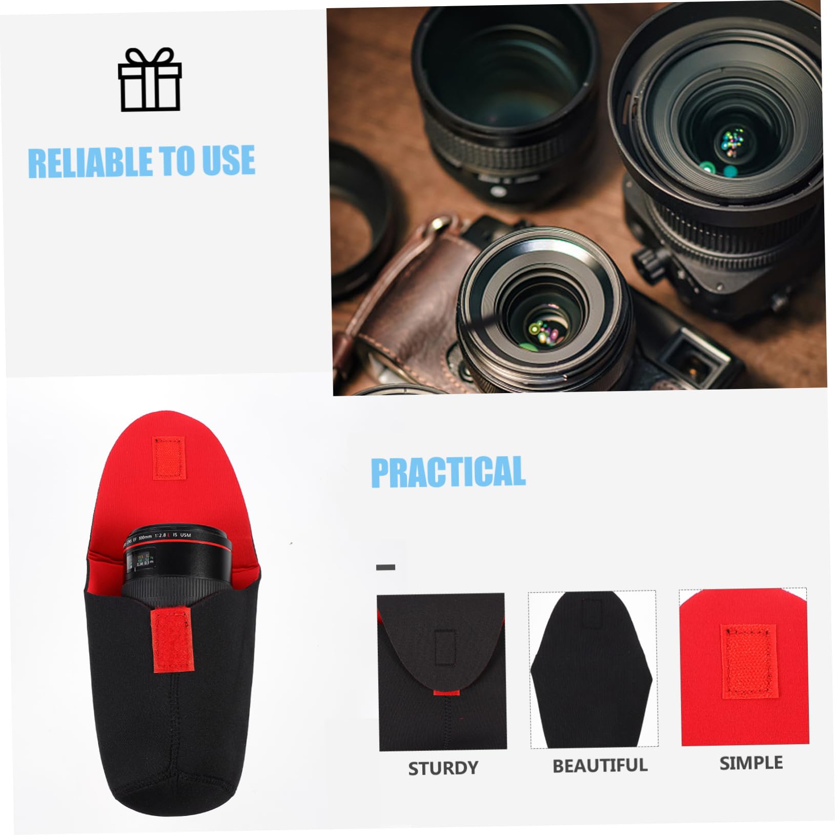 NUOBESTY 2 Series Bolsa De De Neopreno Y Antigolpes para Cámara DSLR De Protección contra Caídas Y Salpicaduras 5 Piezas*2