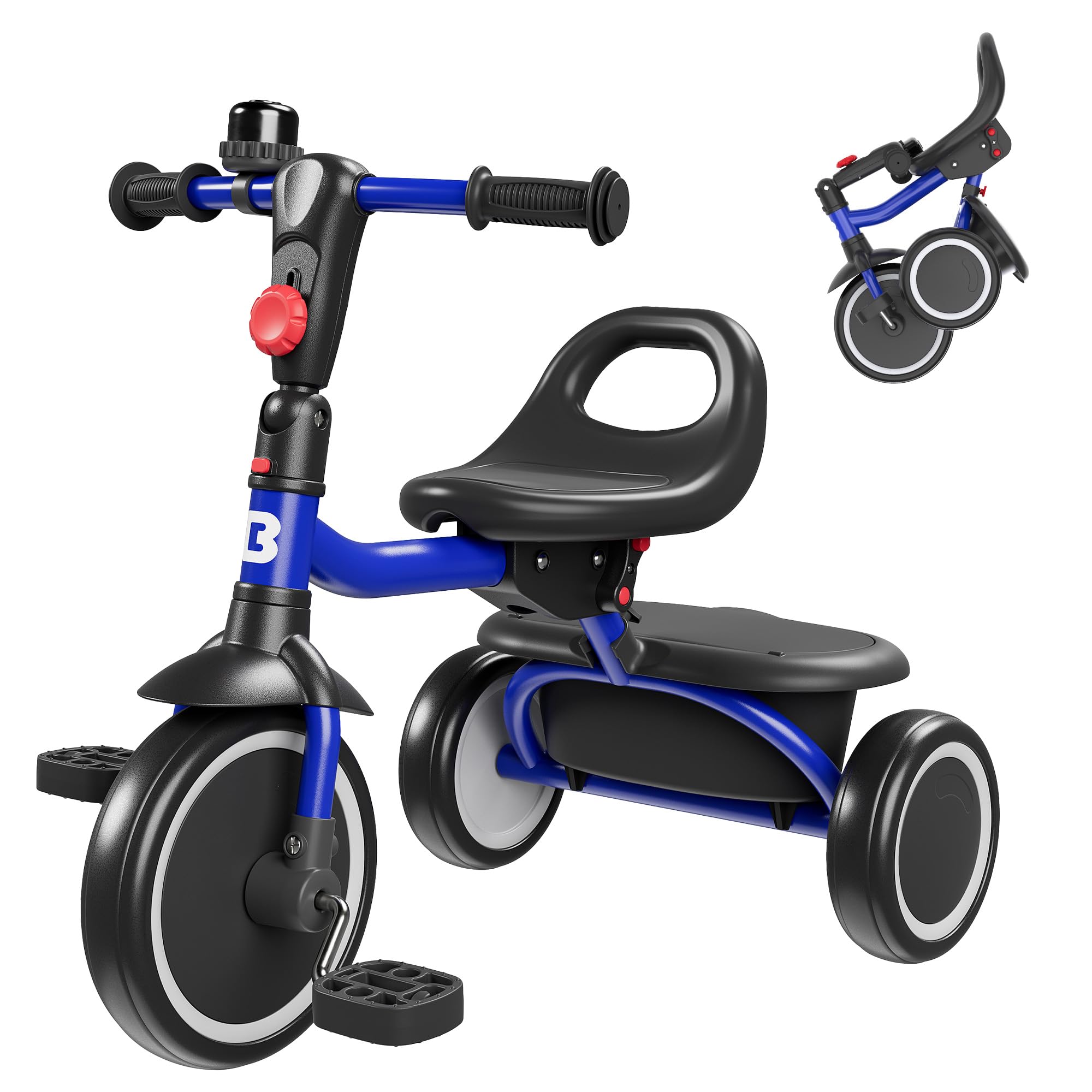 besrey Tricicli per bambini dai 24 mesi ai 4 anni, triciclo per bambini da 2 a 4 anni, triciclo per bambini, regalo e giocattoli per ragazzi e ragazze, tricicli per bambini, blu