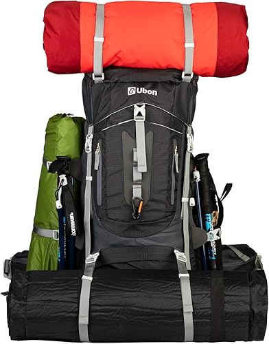 Miniatura 2 de Ubon Mochila de senderismo con marco interno de 5060 L, mochila de camping para hombres y mujeres con cubierta de lluvia