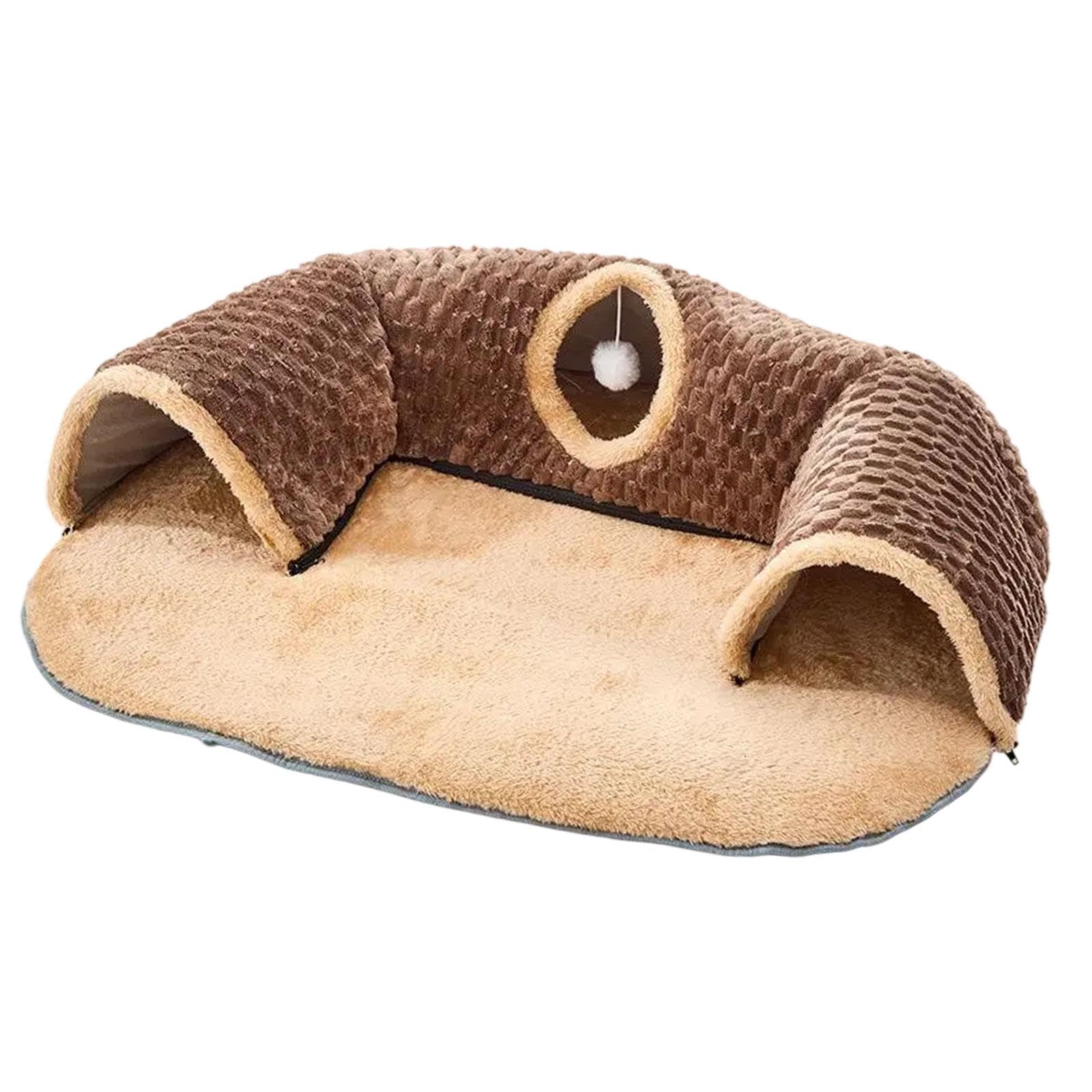 Tunnel Fonctionnel pour Chats, Cachette et pour Petits Animaux, Brown M