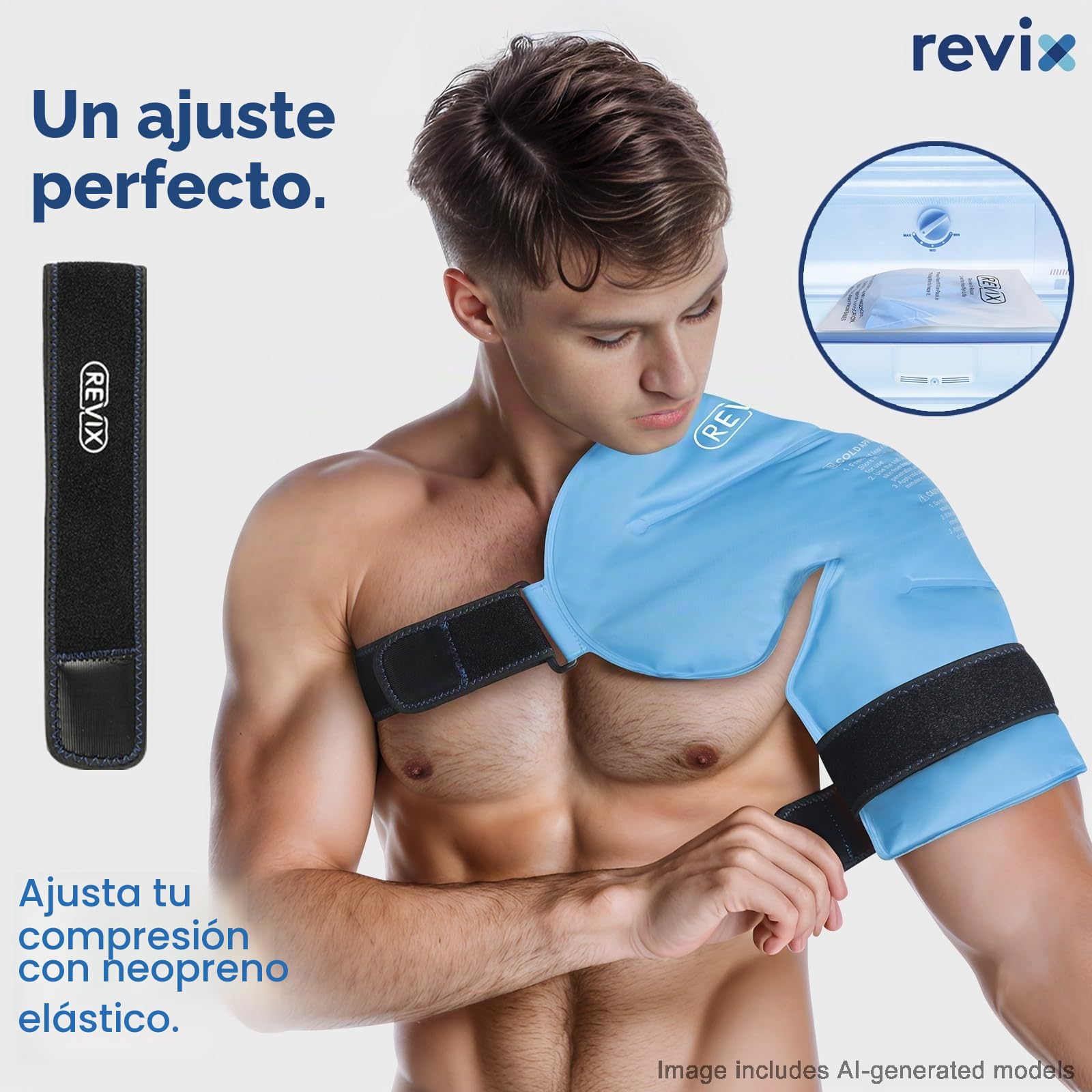 REVIX Bolsa de hielo de hombro XL para manguito rotador, envoltura fría reutilizable de gel para lesiones y cirugía, forro de felpa suave, flexible y de larga duración
