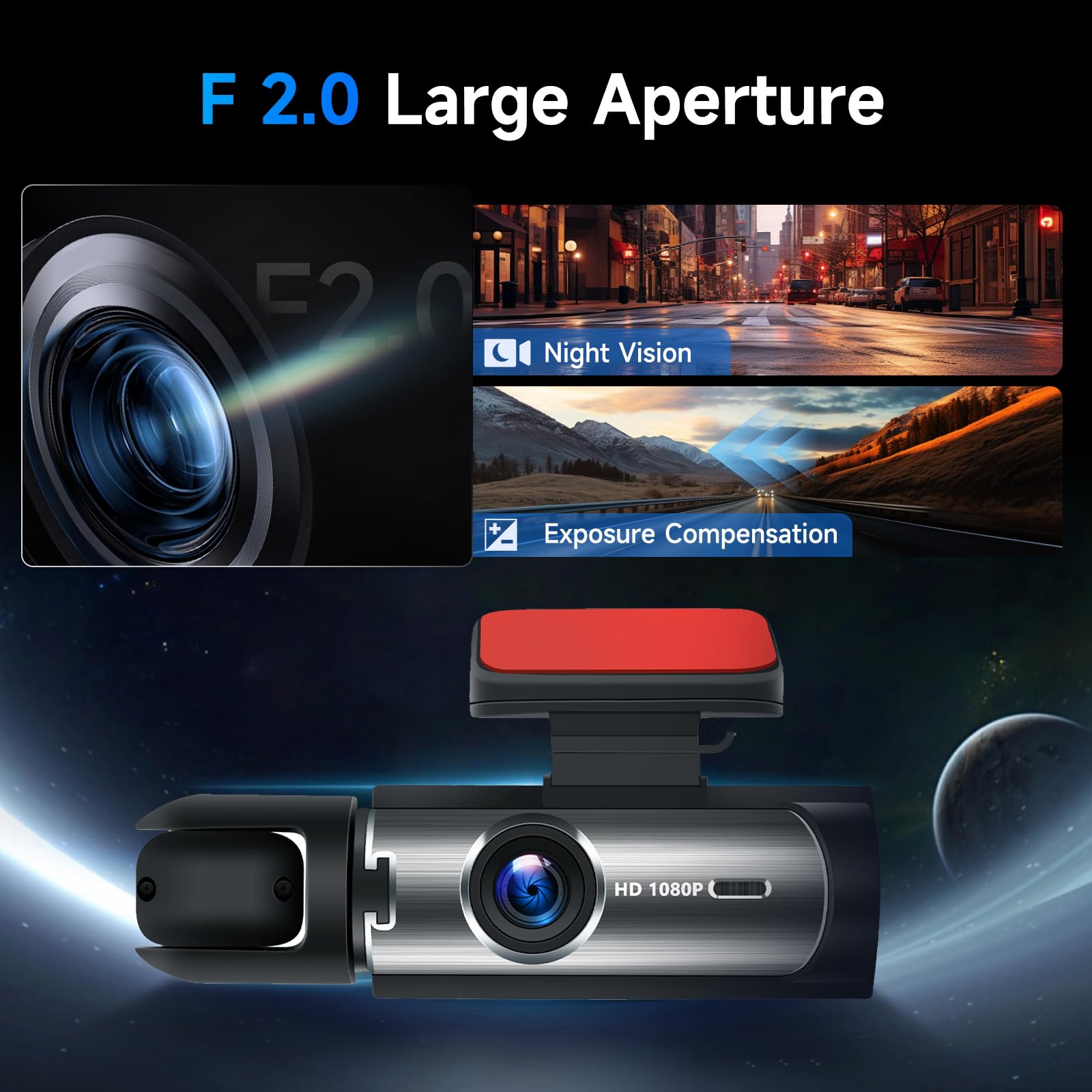 Dash Cam Avant et Interieur pour Voitures, FHD 1080P Camera Embarquée Voiture 3,16” IPS Dashcam, G-Capteur, Mode Parking, Enregistrement en Boucle, Caméra Voiture Vision Nocturne Carte SD 64G Hodozzy