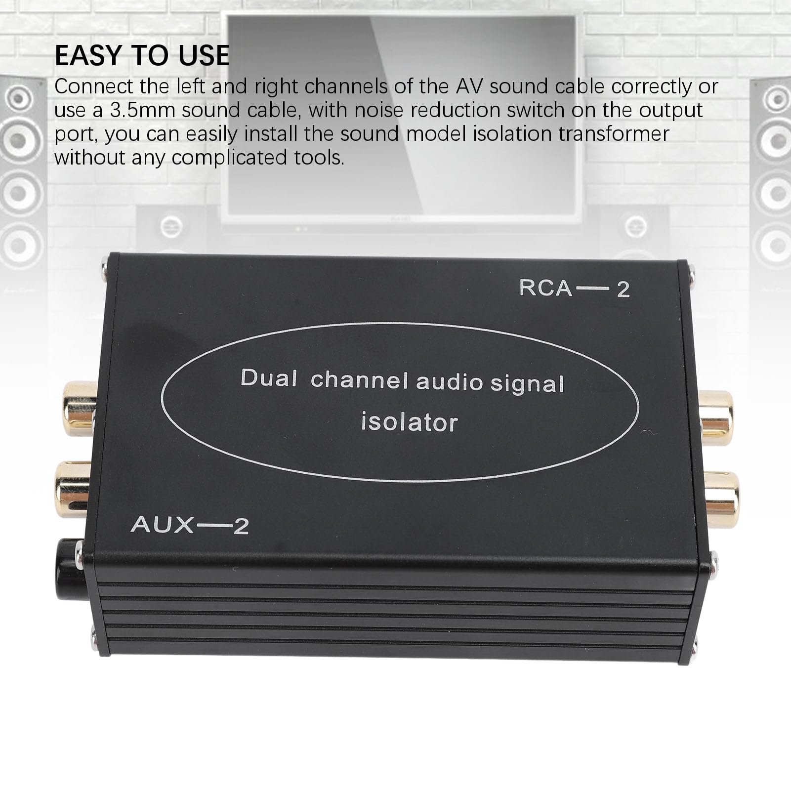 Aislador de Bucle de Tierra de Audio Dual R CA, Aislador de Señal de Audio de Doble Canal con Estéreo de 3,5 Mm y Conector de Sonido AV para Altavoz de Coche, Altavoz Doméstico