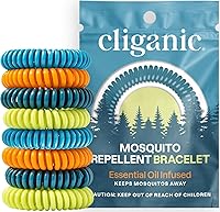 Vista 1 de Cliganic Paquete de 20 pulseras repelentes de mosquitos, bandas impermeables sin DEET