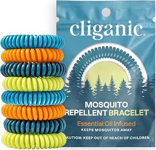 Cliganic 20-Pack Mosquito Repellent Bracelets - Natural DEET-Free Essential Oils for Kids & Adults, Reusable Individually Wrapped Bands