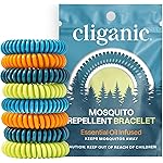 Cliganic 20 Pack Mosquito Repellent Bracelets for Adults & Kids - Natural DEET-Free Bands, Individually Wrapped
