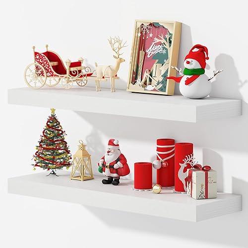 Dreamland Estantes flotantes de 32 pulgadas para pared, estantes flotantes largos de 9.3 pulgadas de profundidad, juego de 2, estante grande de