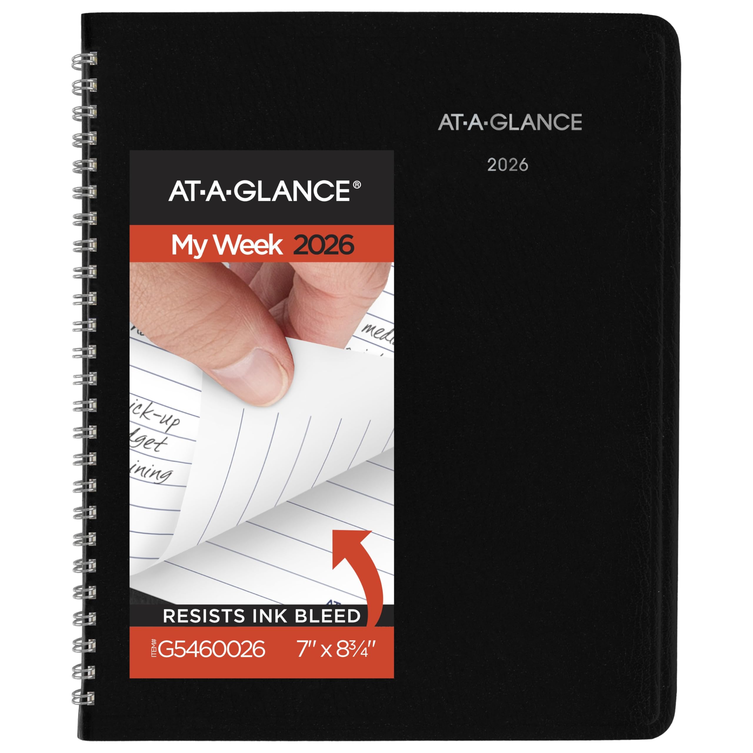 AT-A-GLANCE Agenda 2026, settimanale e mensile, 17,8 x 22,2 cm, media, Executive, DayMinder, nero (G5460026)