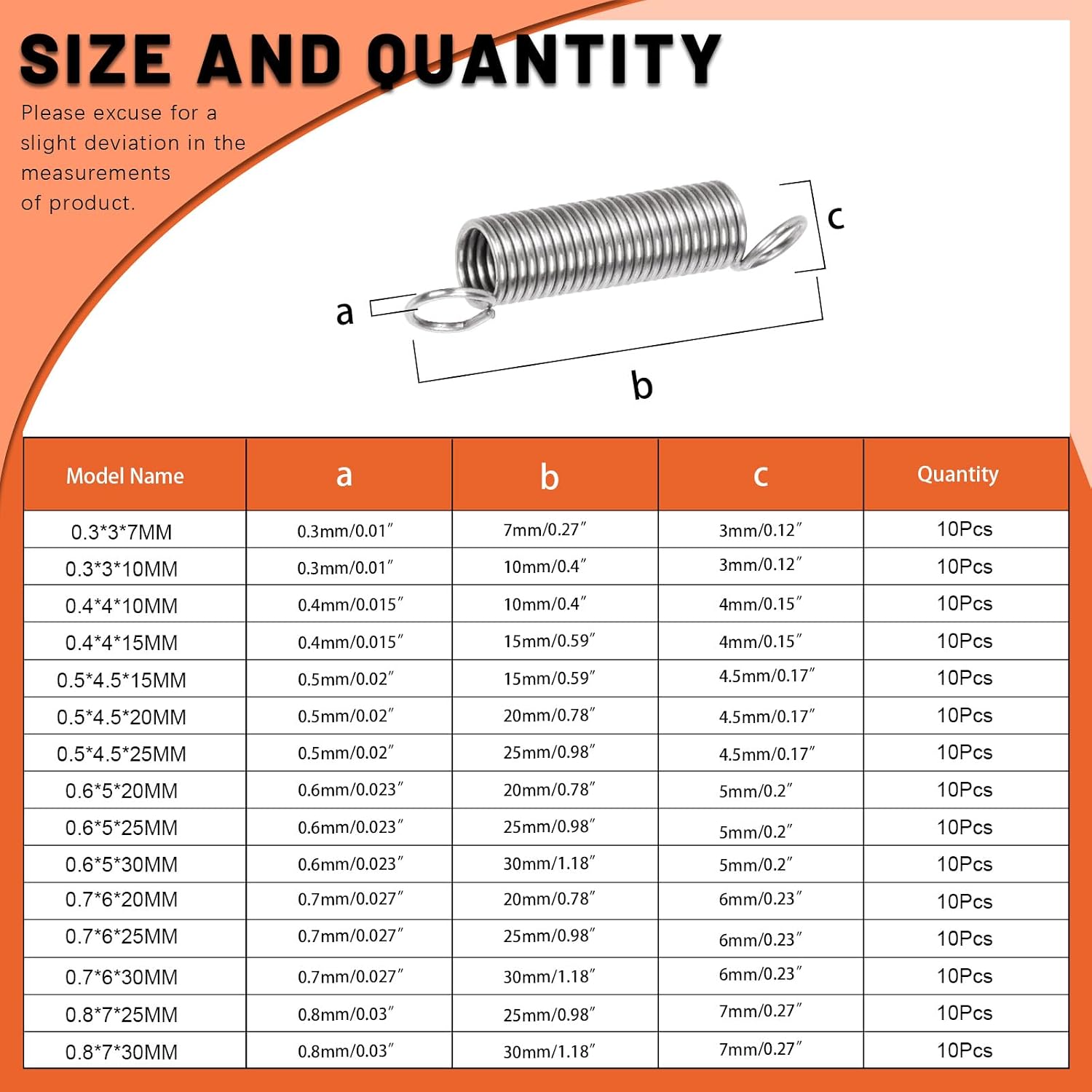 Tanstic 150Pcs 15 Sizes Extension Spring Assortment Kit Extension Spring Assorted Size Small Springs Stainless Steel Extension Spring for Home Repairs and DIY