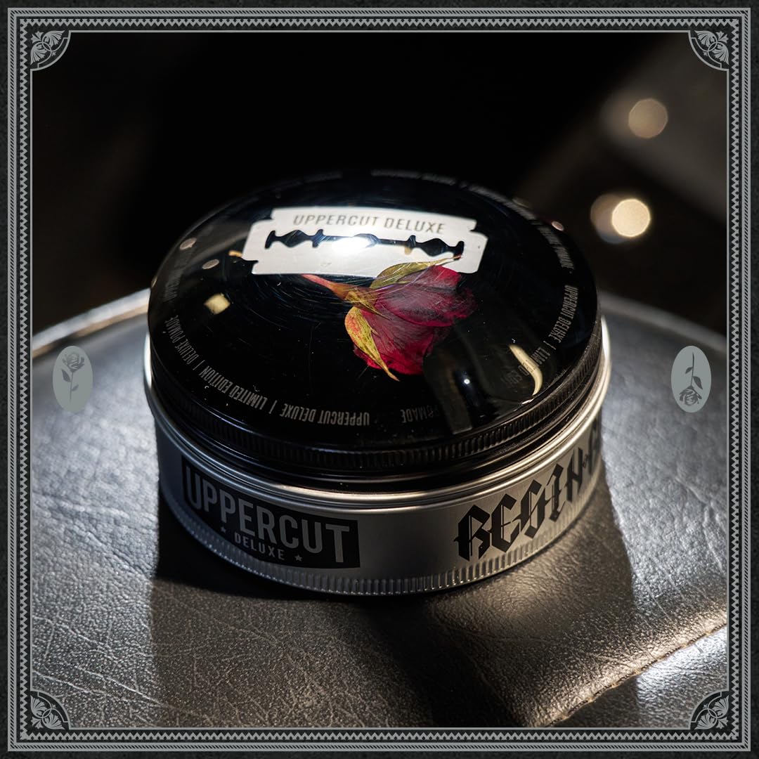 Uppercut Deluxe Resin and Rose Deluxe Pomade, Pomata a base d'acqua profumata alla rosa, Pomata a tenuta forte e lucentezza elevata 100 g