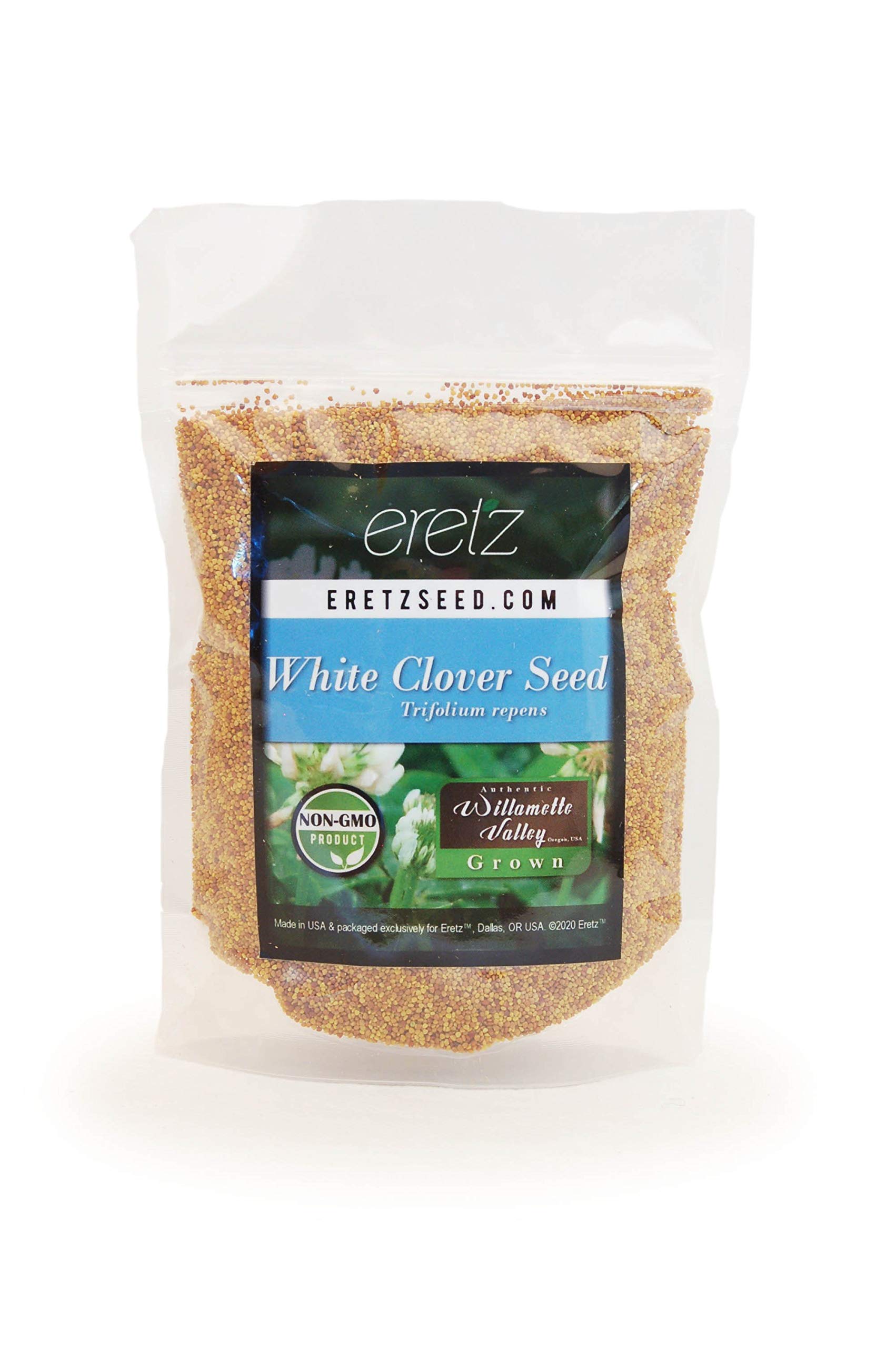 White Clover Seed by Eretz (8oz) - Choose Size! Premium Willamette Valley, Oregon Grown Non-GMO Seeds, No Coatings, No Fillers, Pure #1 Seed.