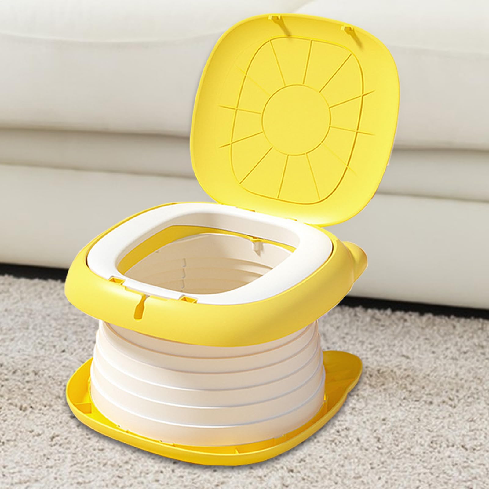 Orinal de viaje plegable, asiento de inodoro portátil, 9.45 x 6.69 | pulgadas para niños con absorbente, entrenador duradero, inodoro móvil con diseño plegable, ayuda de baño infantil para viaje