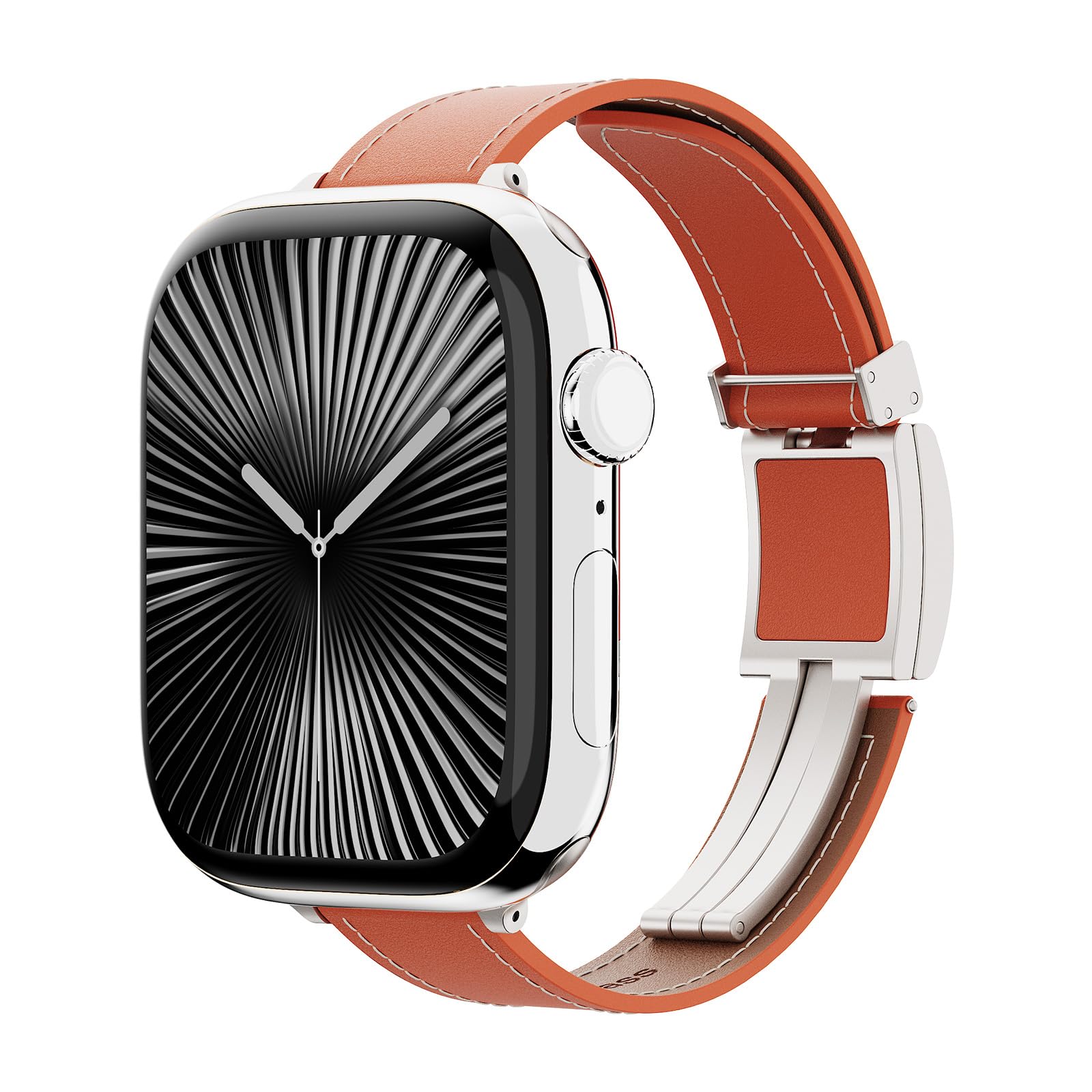 Bracelet en cuir véritable pour Apple Watch avec boucle signature H pour