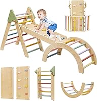 Vista 1 de Pikler - Juego de escalada triangular plegable de madera 7 en 1, juguetes Montessori para niños pequeños de 1 a 3 años, gimnasio de selva