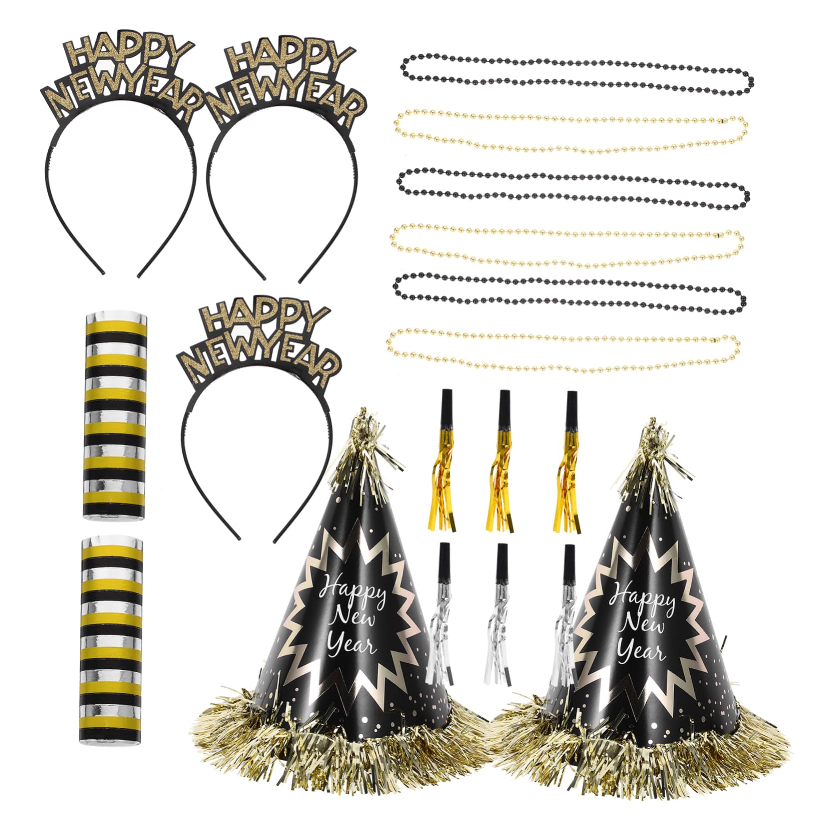 HOOTNEE 1tasche Neujahrsfeier Set Mit Partyhüten Bead-neklace Kopfband Und Lärmmachern Dekoration Für Unvergessliche Silvesterpartys Sicher Und Leicht