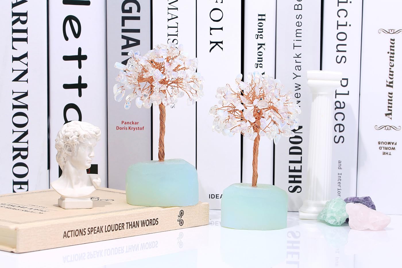XIANNVXI Opal Tree Opalite Crystal Tree of Life Ornament Healing Crystal Gifts for Women Reiki Feng Shui Opal Gemstone Decor - Image 3