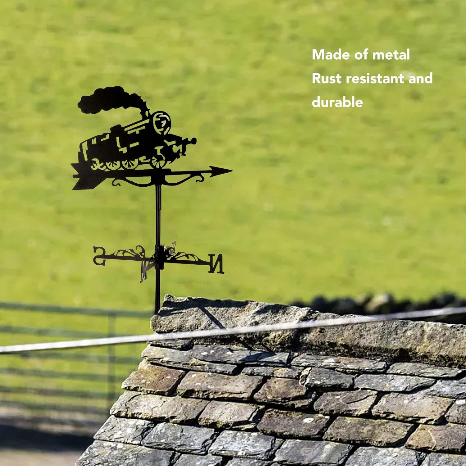 Metal Roof Weather Vane Iron Wind Vane for Yard Decoration with Black Finish and Single Point Design for Garden Cupola Sheds Weathervane for Garden Cupola Sheds
