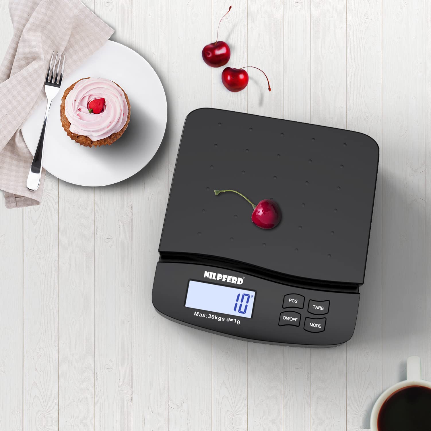 Nilpferd Digitale Paketwaage 5g-30kg 1g Schritten Postwaage Briefwaage LCD Anzeige Schwarz